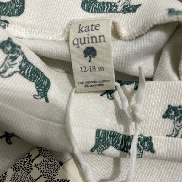 NWT Kate Quinn White Ribbed Green Tiger Print Retro Bloomer - Picture 3 of 3